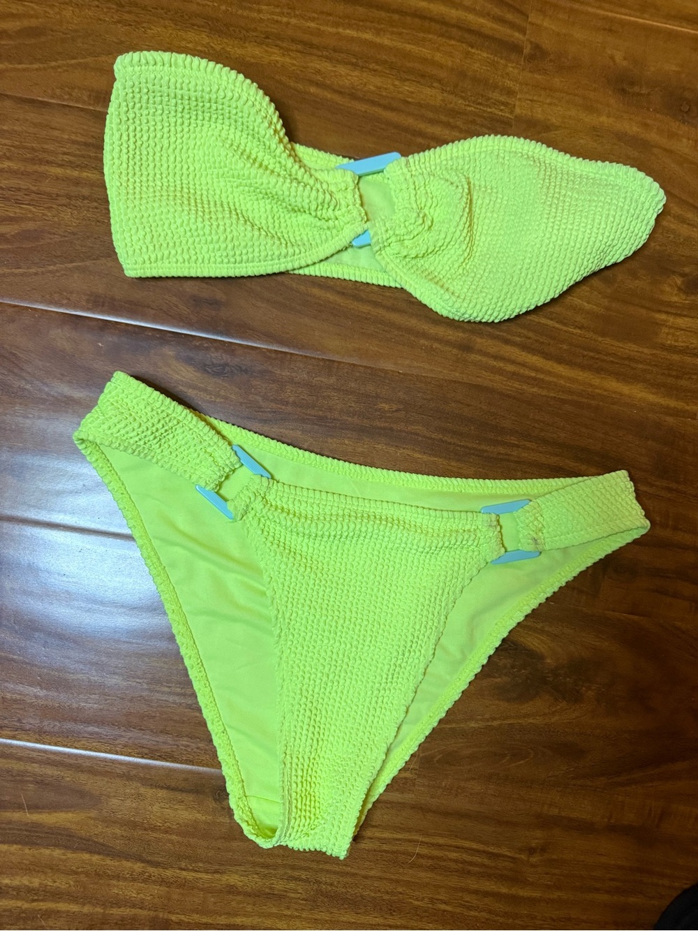 Women’s Neon Yellow Textured Bikini Swim Set | Fits like a S-M